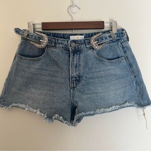 Austin Landing Women’s Cutoff Jean Denim Shorts Built In Double Buckle Size 29
